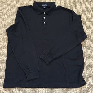LEAVING CLOSET! LANDS END-Long sleeve BLACK collared polo. Men’s XL-100% cotton